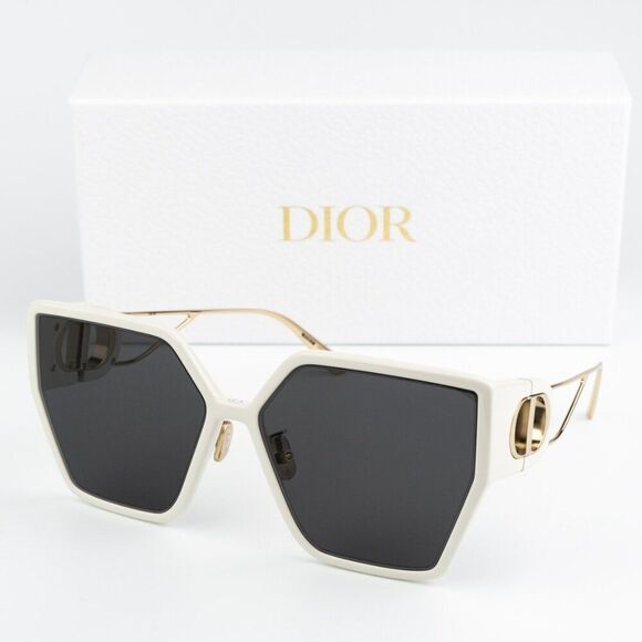 NEW Dior 30MONTAIGNE BU 95A1 Shiny Ivory Gold Smoke Women Geometric Sunglasses - Picture 2 of 13
